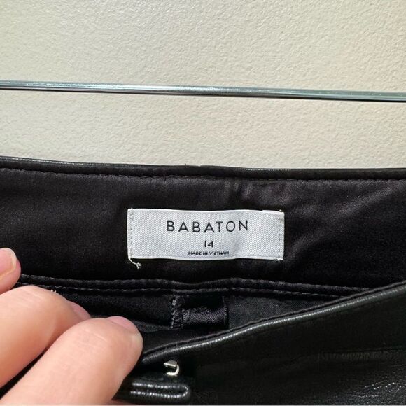 Aritzia Babaton Black Vegan Leather Pants sz 14 - Picture 3 of 6